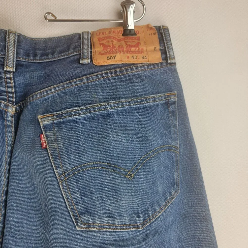 Levi's 501 XX Mens 40x34 Blue Medium Wash Button Fly Straight Leg Jeans